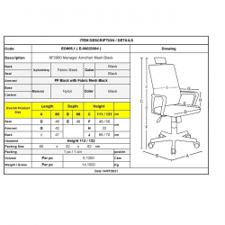 BF2980 Πολυθρόνα Γραφείου Διευθυντή, Mesh Μαύρο  60x66x111/121cm