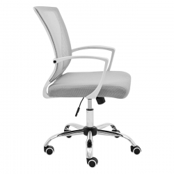 BF2120-S Πολυθρόνα Γραφείου Άσπρο - Μέταλλο Βάση Χρώμιο Mesh Γκρι  57x60x93/103cm