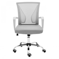 BF2120-S Πολυθρόνα Γραφείου Άσπρο - Μέταλλο Βάση Χρώμιο Mesh Γκρι  57x60x93/103cm