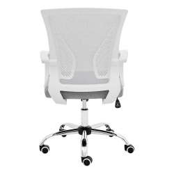 BF2120-S Πολυθρόνα Γραφείου Άσπρο - Μέταλλο Βάση Χρώμιο Mesh Γκρι  57x60x93/103cm