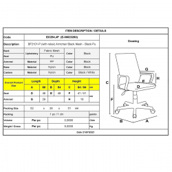 BF2101-P Πολυθρόνα Γραφείου με Ανάκλιση Μαύρο Mesh - Pu  60x54x84/94cm