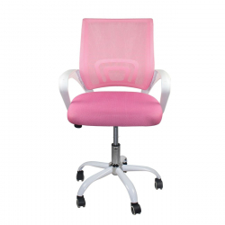 BF2101-SC Πολυθρόνα Γραφείου χωρίς Ανάκλιση Άσπρο - Mesh Ροζ  56x55x84/94cm