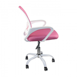 BF2101-SC Πολυθρόνα Γραφείου χωρίς Ανάκλιση Άσπρο - Mesh Ροζ  56x55x84/94cm