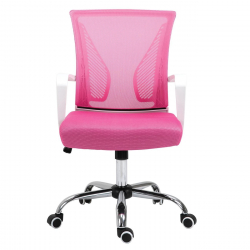 BF2120-S Πολυθρόνα Γραφείου Άσπρο - Μέταλλο Βάση Χρώμιο Mesh Ροζ  57x60x93/103cm