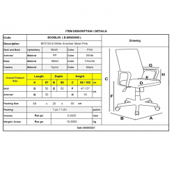 BF2120-S Πολυθρόνα Γραφείου Άσπρο - Μέταλλο Βάση Χρώμιο Mesh Ροζ  57x60x93/103cm