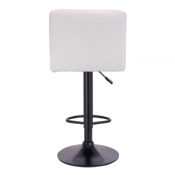 LINO Σκαμπό BAR με Πλάτη, Μέταλλο Βαφή Μαύρο, PU Άσπρο, Ρύθμιση Ύψους, Περιστρεφόμενο  44x50x62/92-83/113cm