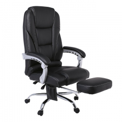 BF8550 Massage Relax Πολυθρόνα Γραφείου Διευθυντή, Βάση Χρώμιο με Υποπόδιο, Pu  Μαύρο  68x64-135x118/127cm