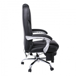 BF8550 Massage Relax Πολυθρόνα Γραφείου Διευθυντή, Βάση Χρώμιο με Υποπόδιο, Pu  Μαύρο  68x64-135x118/127cm