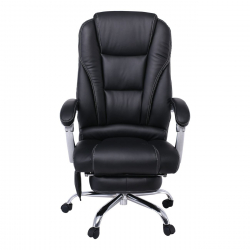 BF8550 Massage Relax Πολυθρόνα Γραφείου Διευθυντή, Βάση Χρώμιο με Υποπόδιο, Pu  Μαύρο  68x64-135x118/127cm