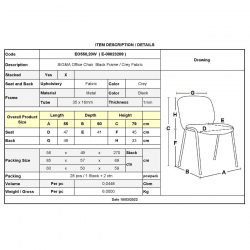 SIGMA Καρέκλα Στοιβαζόμενη Γραφείου Επισκέπτη, Μέταλλο Βαφή Μαύρο, Ύφασμα Γκρι  55x60x79cm / Σωλ.35x16/1mm