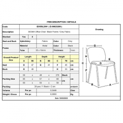 SIGMA Καρέκλα Στοιβαζόμενη Γραφείου Επισκέπτη, Μέταλλο Βαφή Μαύρο, Ύφασμα Γκρι  55x60x79cm / Σωλ.35x16/1mm