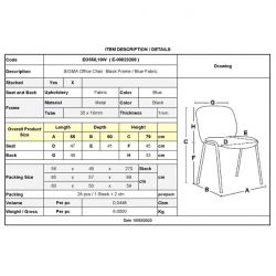 SIGMA Καρέκλα Στοιβαζόμενη Γραφείου Επισκέπτη, Μέταλλο Βαφή Μαύρο, Ύφασμα Μπλε  55x60x79cm / Σωλ.35x16/1mm