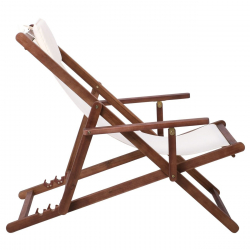 Σαιζ-Λόνγκ - Ξαπλώστρα με Μπράτσα 3 Θέσεων Acacia - Ύφασμα Εκρού Water Repellent  66x104x75cm