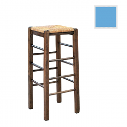 ΤΑΒΕΡΝΑΣ Σκαμπό BAR, Οξιά Εμποτισμός Λάκα Γαλάζιο, Κάθισμα Ψάθα  35x35x80cm