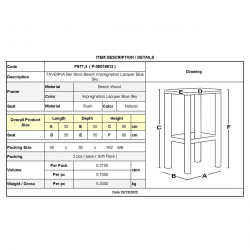ΤΑΒΕΡΝΑΣ Σκαμπό BAR, Οξιά Εμποτισμός Λάκα Γαλάζιο, Κάθισμα Ψάθα  35x35x80cm