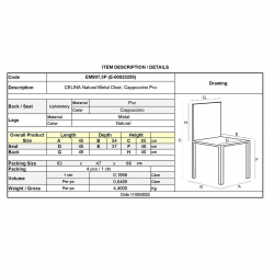 CELINA Καρέκλα Μέταλλο Βαφή Φυσικό / Pvc Cappuccino 45x54x85cm
