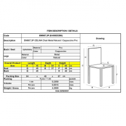 CELINA Καρέκλα Μέταλλο Βαφή Φυσικό / Pvc Cappuccino 45x54x85cm