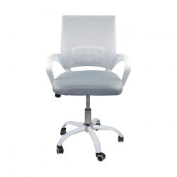 BF2101-SC Πολυθρόνα Γραφείου χωρίς Ανάκλιση  Άσπρο - Mesh Γκρι  56x55x84/94cm