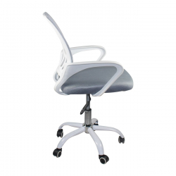 BF2101-SC Πολυθρόνα Γραφείου χωρίς Ανάκλιση  Άσπρο - Mesh Γκρι  56x55x84/94cm