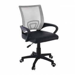 BF2101-P Πολυθρόνα Γραφείου χωρίς Ανάκλιση Mesh Γκρι - Μαύρο Pu  57x53x90/100cm