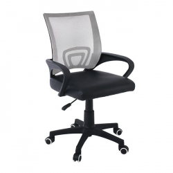 BF2101-P Πολυθρόνα Γραφείου χωρίς Ανάκλιση Mesh Γκρι - Μαύρο Pu  57x53x90/100cm
