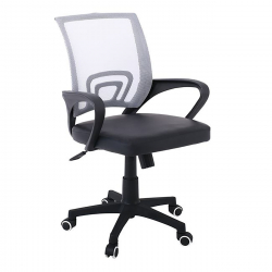BF2101-P Πολυθρόνα Γραφείου με Ανάκλιση Mesh Γκρι - Μαύρο Pu  60x54x84/94cm