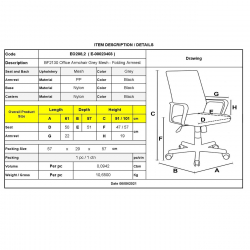 BF2130 Πολυθρόνα Γραφείου Ανακλινόμενα Μπράτσα - Mesh Γκρι  61x57x91/101cm