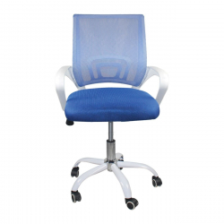 BF2101-SC Πολυθρόνα Γραφείου χωρίς Ανάκλιση Άσπρο - Mesh Μπλε  56x55x84/94cm