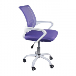 BF2101-SC Πολυθρόνα Γραφείου χωρίς Ανάκλιση Μέταλλο Βάση Βαφή Άσπρο - Ύφασμα Mesh Μωβ  56x55x84/94cm