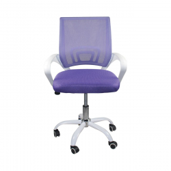 BF2101-SC Πολυθρόνα Γραφείου χωρίς Ανάκλιση Μέταλλο Βάση Βαφή Άσπρο - Ύφασμα Mesh Μωβ  56x55x84/94cm