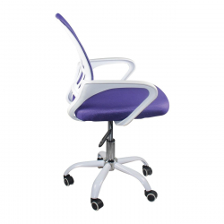 BF2101-SC Πολυθρόνα Γραφείου χωρίς Ανάκλιση Μέταλλο Βάση Βαφή Άσπρο - Ύφασμα Mesh Μωβ  56x55x84/94cm