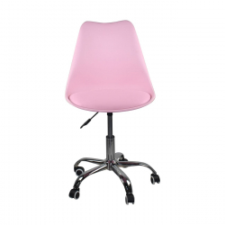 MARTIN Καρέκλα Γραφείου, Βάση Χρώμιο Βαρέως Τύπου, PP & Pu Ροζ, Μονταρισμένη Ταπετσαρία  51x55x78/88cm