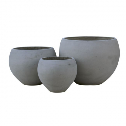 FLOWER POT-5  Set 3 τεμαχίων Cement Grey  Φ32x26 - Φ43x32 - Φ55x40cm