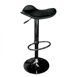 SADDLE Σκαμπό BAR, Μέταλλο Βαφή Μαύρο, Pvc Μαύρο, Ρύθμιση Ύψους, Περιστρεφόμενο  45x43x58/64-79/85cm