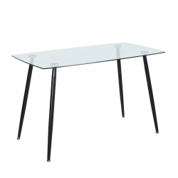 ROBY Τραπέζι  Τραπεζαρίας Κουζίνας, Μέταλλο Βαφή Μαύρο Γυαλί Clear  120x70x75cm