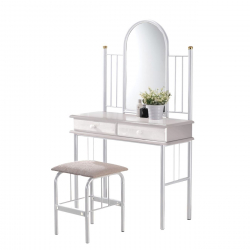 FLORA SET Τουαλέτα με Καθρέπτη + Σκαμπό 2 Συρτάρια, Μέταλλο Βαφή Άσπρο, Ξύλο Άσπρο  90x37x148cm - Stool:40x34x47cm