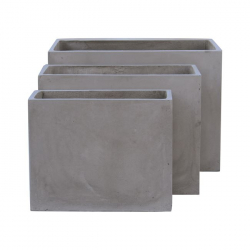 FLOWER POT-2  Set 3 τεμαχίων Cement Grey  50x20x40 - 60x30x45 - 70x40x50