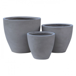 FLOWER POT-3  Set 3 τεμαχίων Cement Grey  Φ35x32 - Φ44x37 - Φ53x47cm