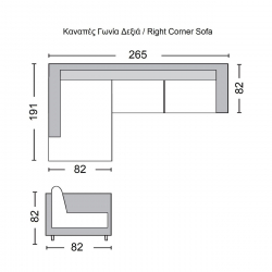 SECTOR Καναπές Σαλονιού Δεξιά Γωνία, Ανακλινόμενα Κεφαλάρια, Pu Μαύρο  265x191x82cm H.82cm