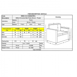 IMOLA Πολυθρόνα - Κρεβάτι Σαλονιού - Καθιστικού, Ύφασμα Μελιτζανί  100x102x92 (Κρεβ.75x180x44) cm