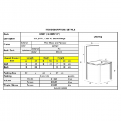 MALEVA-L Καρέκλα PU Καφέ - Wenge  42x56x93cm