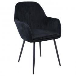 VALERY Πολυθρόνα Μέταλλο Βαφή Μαύρο, Ύφασμα Velure, Απόχρωση Μαύρο  55x61x87cm