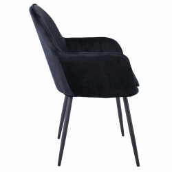 VALERY Πολυθρόνα Μέταλλο Βαφή Μαύρο, Ύφασμα Velure, Απόχρωση Μαύρο  55x61x87cm