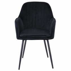 VALERY Πολυθρόνα Μέταλλο Βαφή Μαύρο, Ύφασμα Velure, Απόχρωση Μαύρο  55x61x87cm