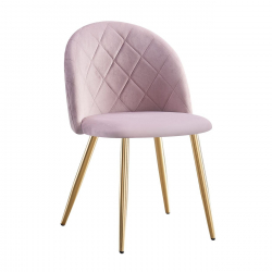 BELLA Καρέκλα Τραπεζαρίας, Μέταλλο Χρώμιο Χρυσό, Ύφασμα Velure Απόχρωση Dirty Pink  50x56x80cm