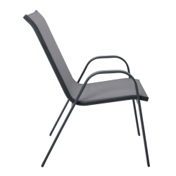 RIO Πολυθρόνα Στοιβαζόμενη Κήπου, Μέταλλο Βαφή Ανθρακί, Textilene Γκρι (4,20kg)  55x74x91cm