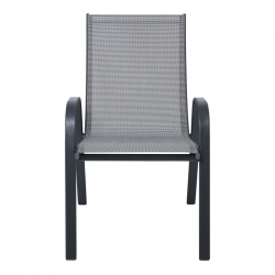 RIO Πολυθρόνα Στοιβαζόμενη Κήπου, Μέταλλο Βαφή Ανθρακί, Textilene Γκρι (4,20kg)  55x74x91cm