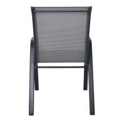 RIO Πολυθρόνα Στοιβαζόμενη Κήπου, Μέταλλο Βαφή Ανθρακί, Textilene Γκρι (4,20kg)  55x74x91cm