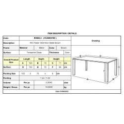 RIO Τραπέζι Κήπου - Βεράντας, Μέταλλο Βαφή Καφέ, Γυαλί  120x70x71cm