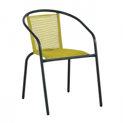 FUNKY Rattan Πολυθρόνα Κήπου - Βεράντας, Μέταλλο Βαφή Μαύρο, Κορδόνι PE Κίτρινο  53x65x76cm